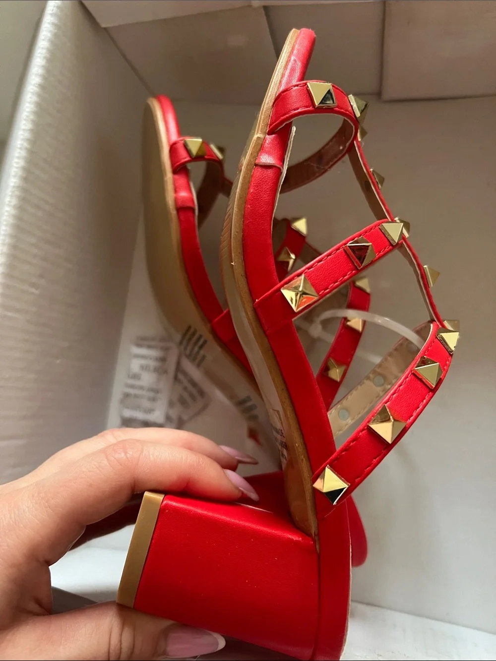 Olivia Miller Red Studded Platform Sandals